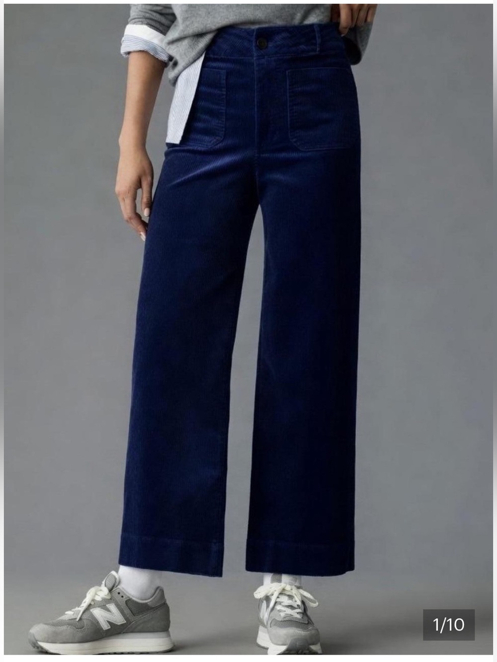 Maeve Colette Deep Navy Corduroy Wide Leg Cropped Pants